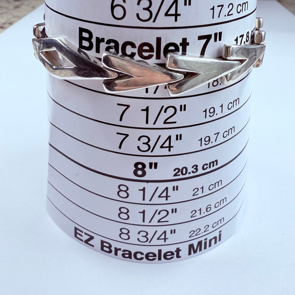 Modernist Geometric Chevron V Shape Link Sterling Silver Bracelet Taxco Mexico - Picture 8 of 9